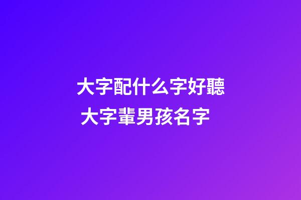 大字配什么字好聽 大字輩男孩名字